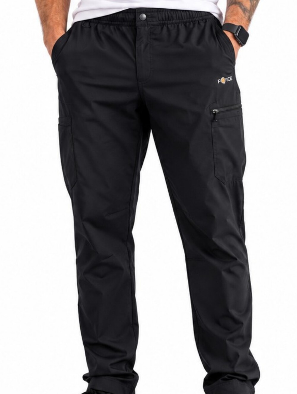 Force1 Black Men's Cargo Pants with Zip Pocket